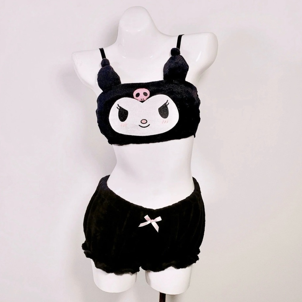 Plush Pajama Set - Black - Women’s Small